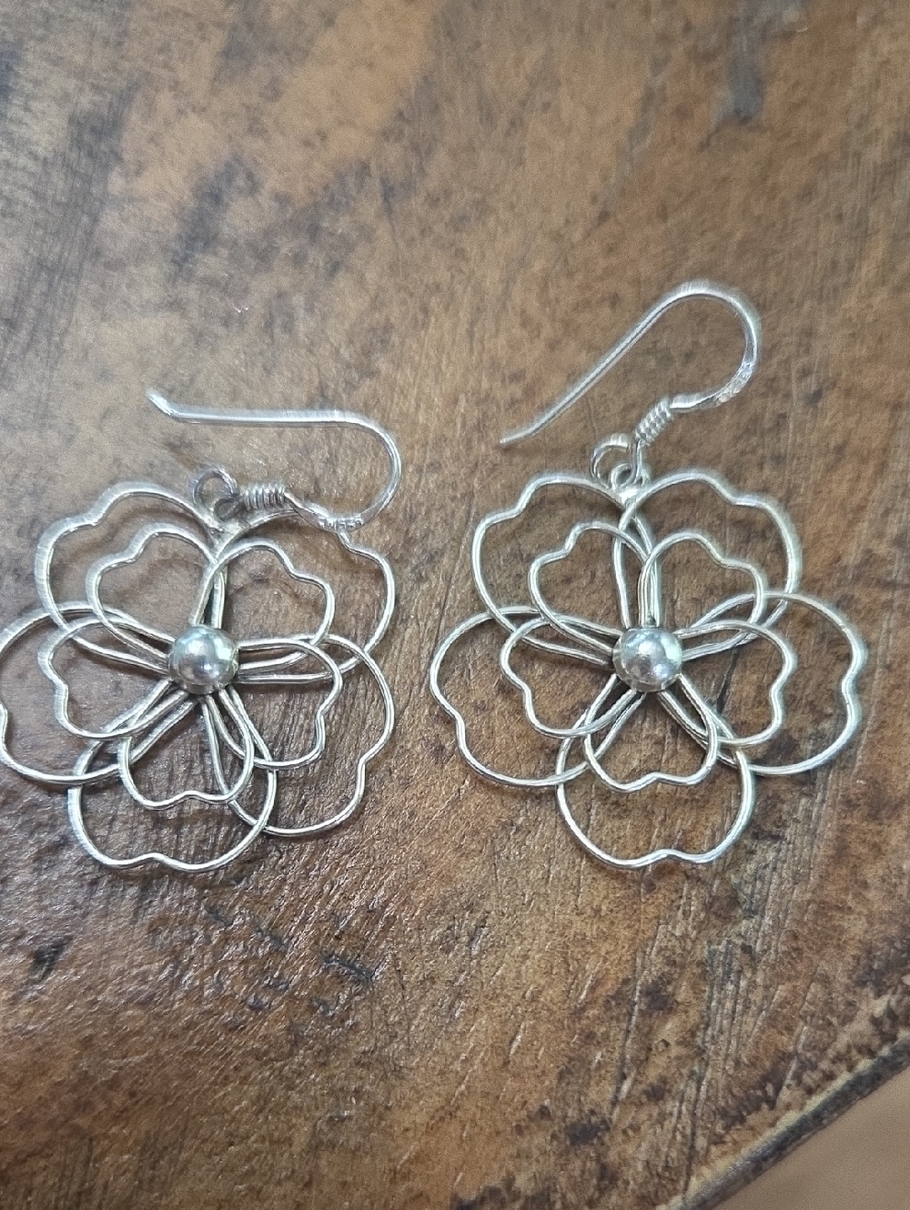 Delicate Silver Floral Drop Earrings